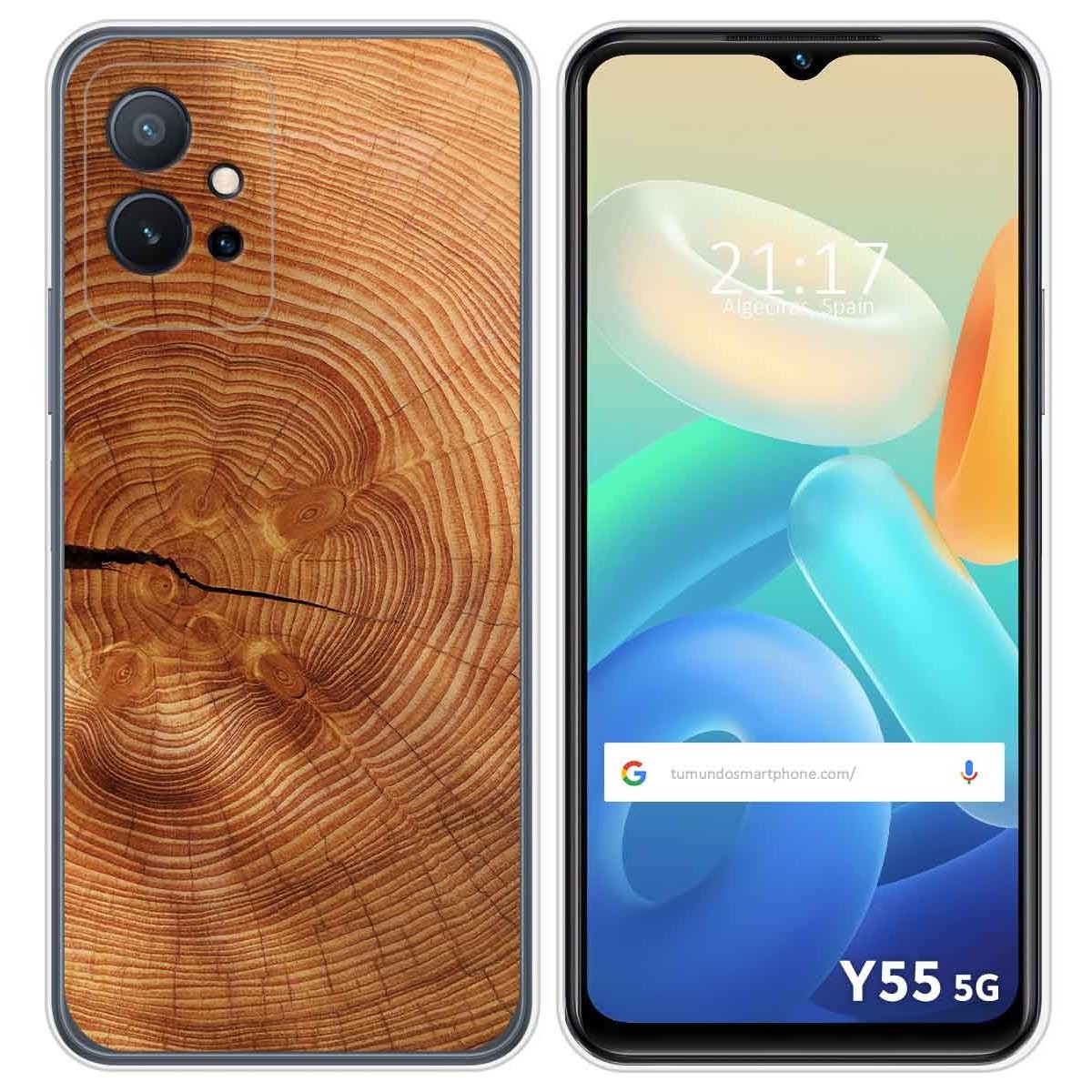 Funda Silicona para Vivo Y55 5G diseño Madera 04 Dibujos