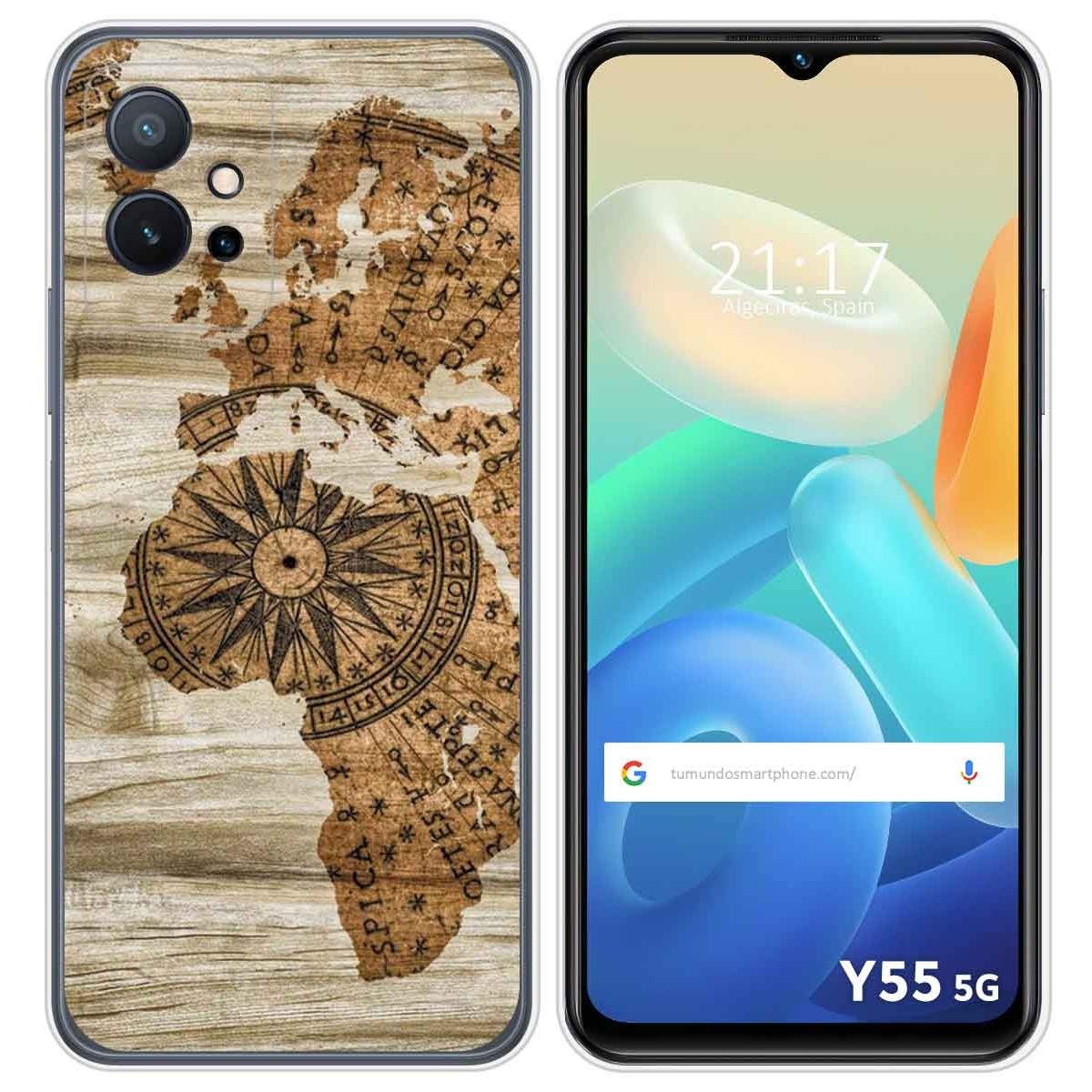 Funda Silicona para Vivo Y55 5G diseño Madera 07 Dibujos