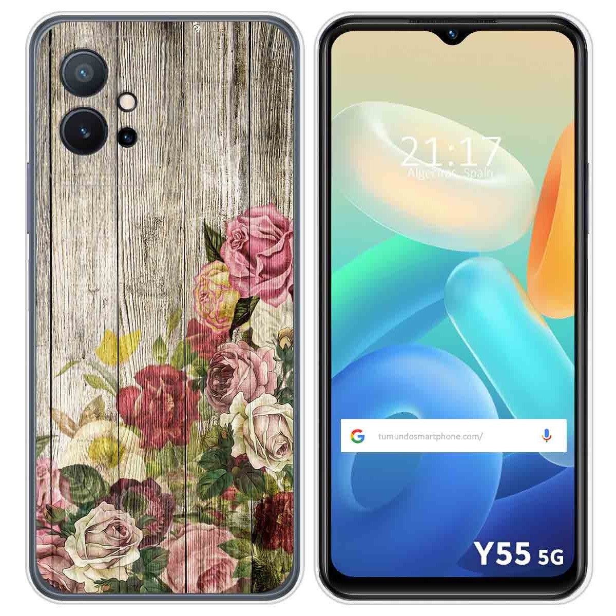 Funda Silicona para Vivo Y55 5G diseño Madera 08 Dibujos