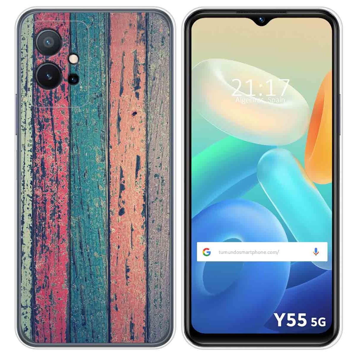 Funda Silicona para Vivo Y55 5G diseño Madera 10 Dibujos