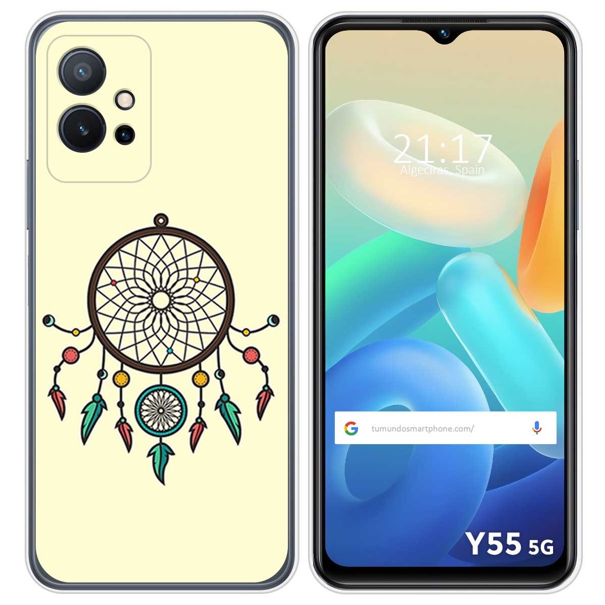 Funda Silicona para Vivo Y55 5G diseño Atrapasueños Dibujos