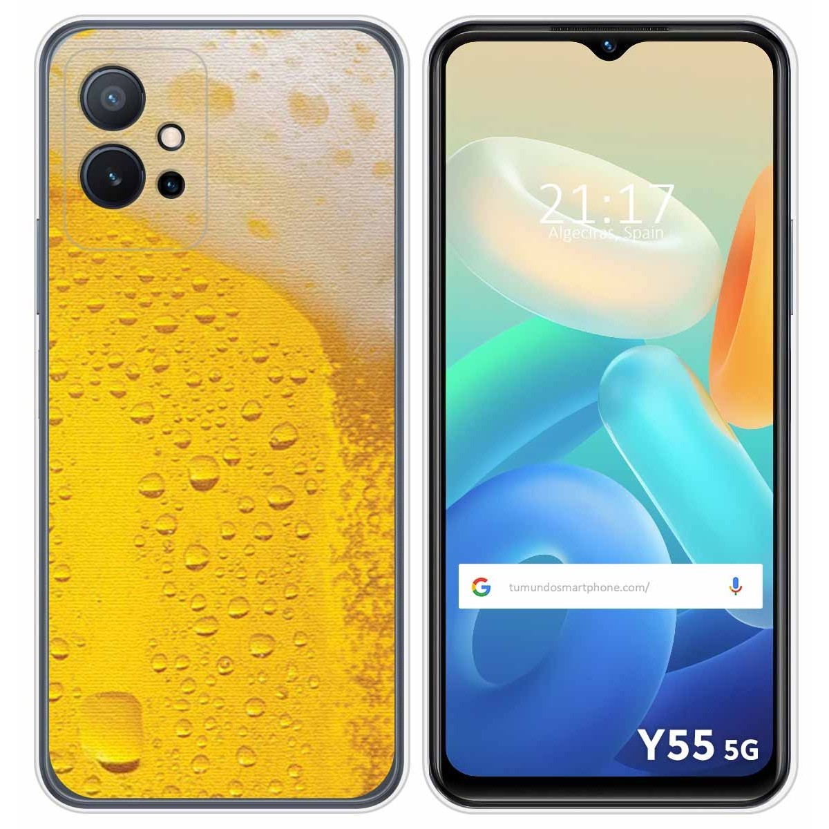 Funda Silicona para Vivo Y55 5G diseño Cerveza Dibujos