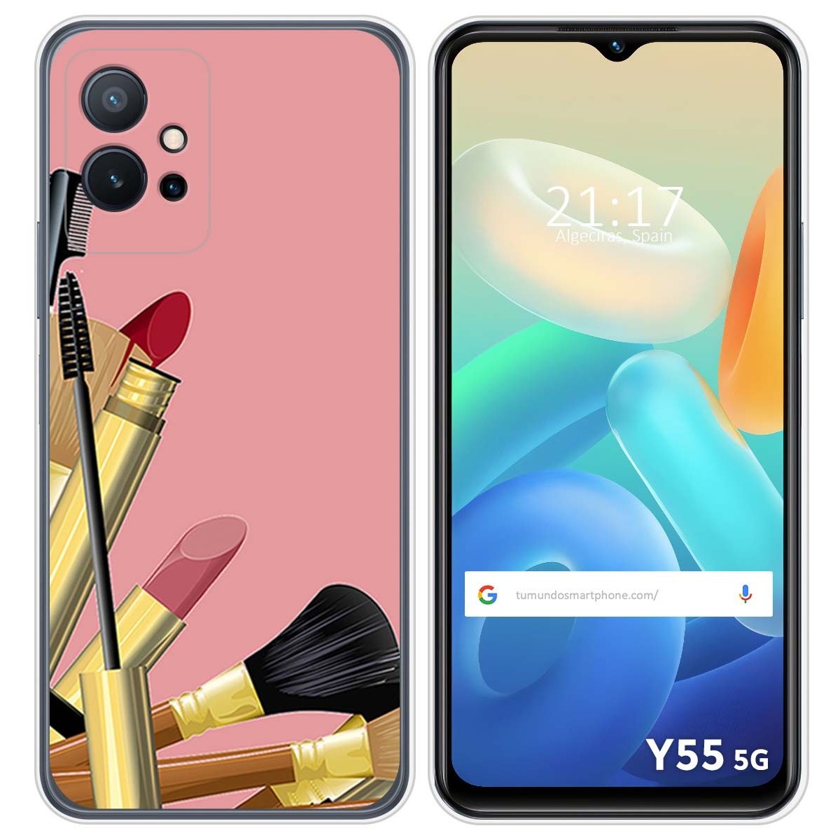 Funda Silicona para Vivo Y55 5G diseño Brochas Dibujos