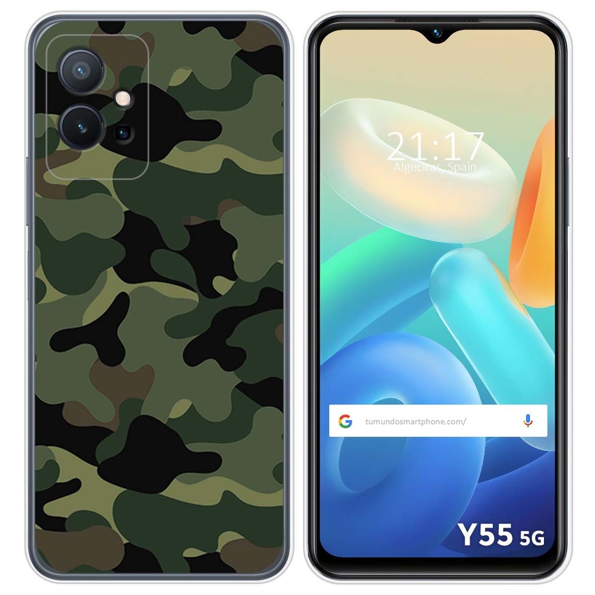 Funda Silicona para Vivo Y55 5G diseño Camuflaje Dibujos