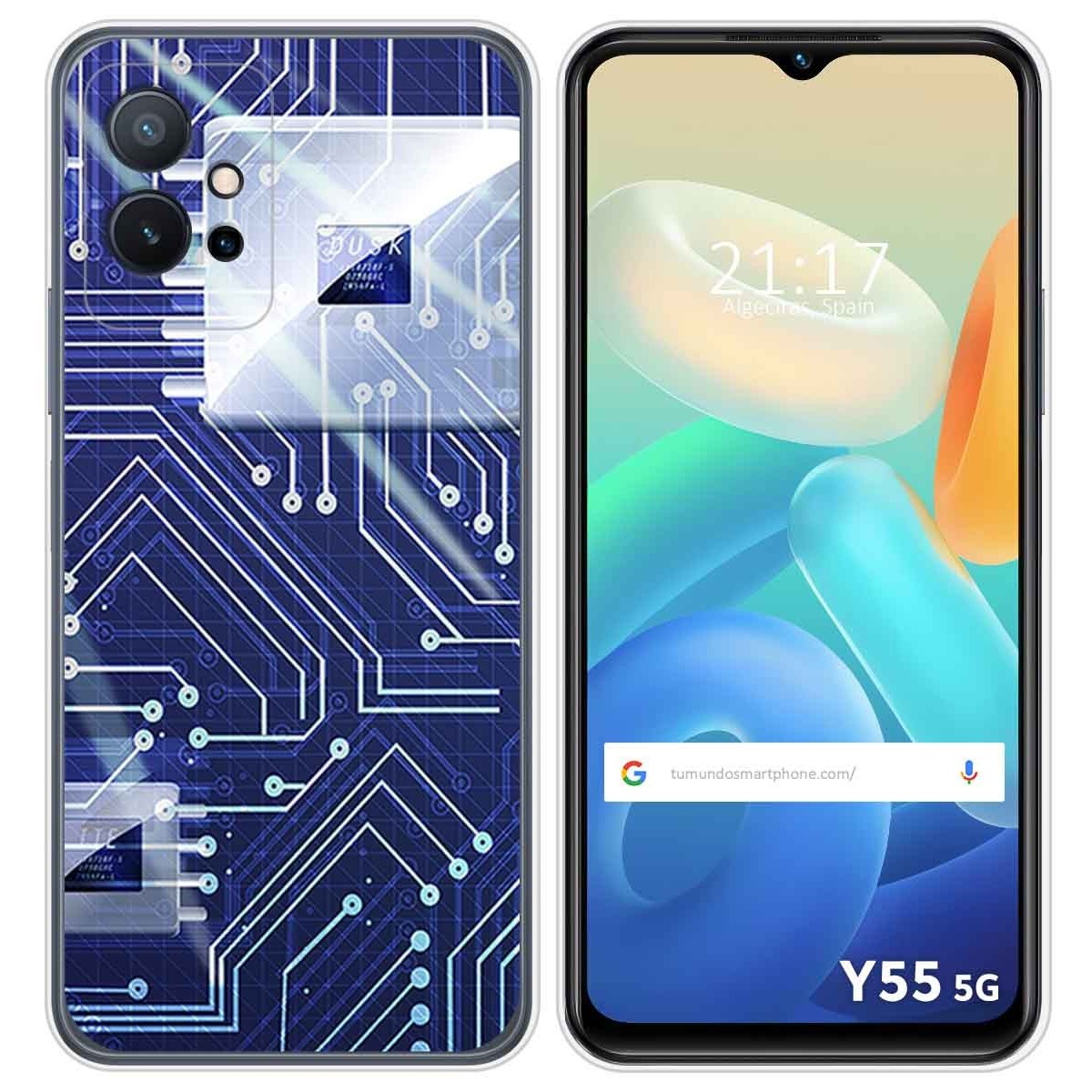 Funda Silicona para Vivo Y55 5G diseño Circuito Dibujos