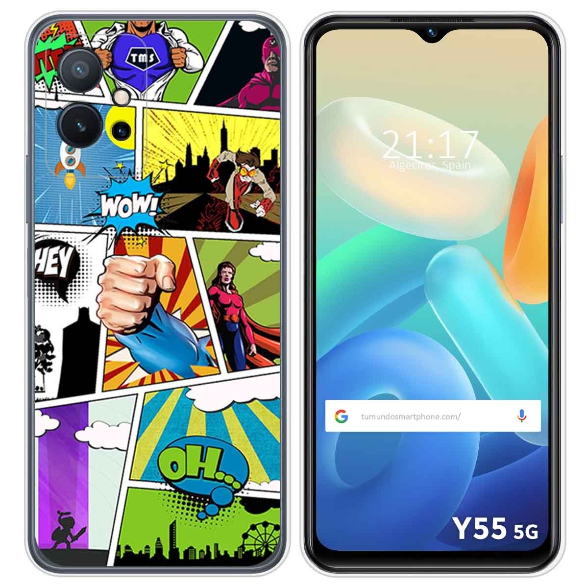 Funda Silicona para Vivo Y55 5G diseño Comic Dibujos