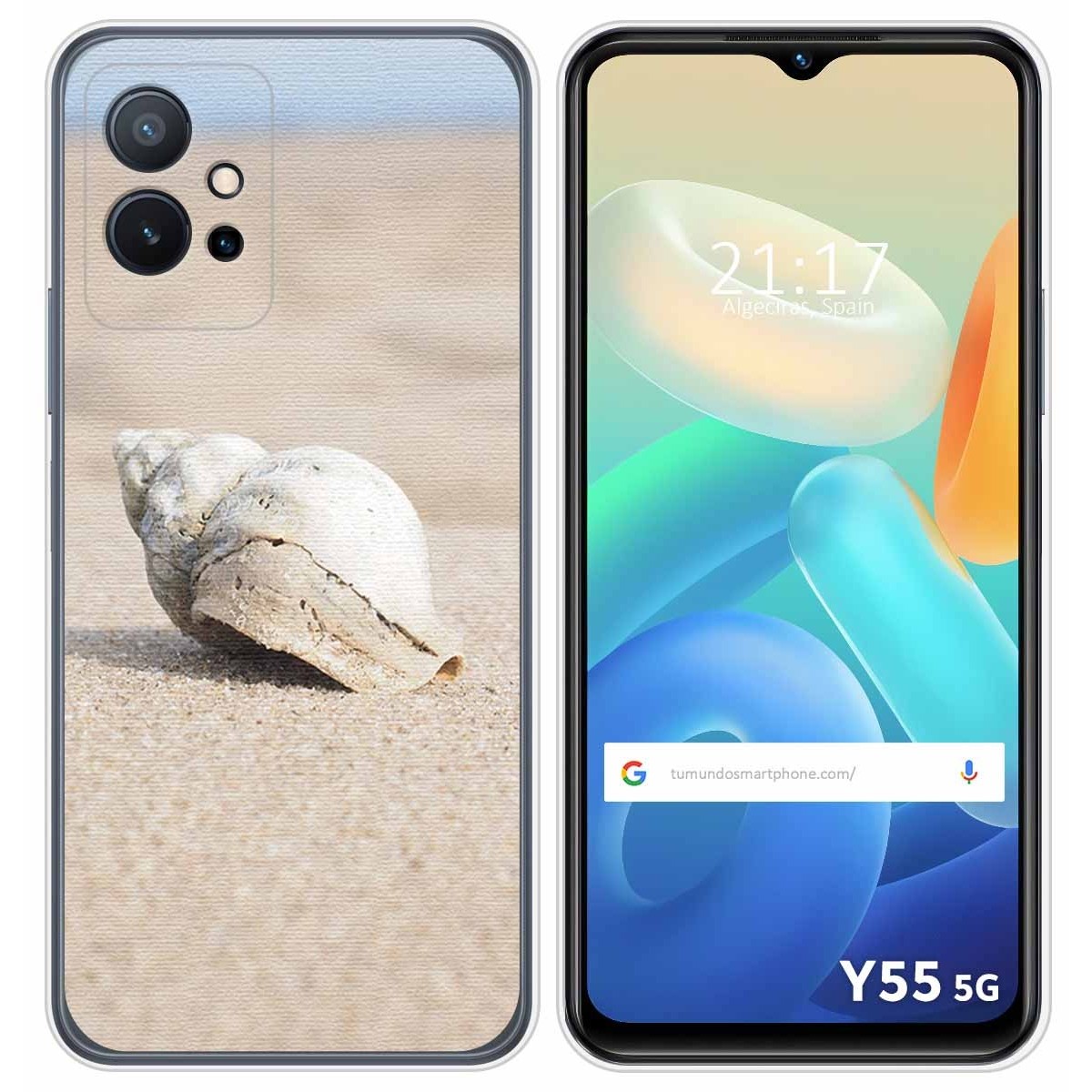 Funda Silicona para Vivo Y55 5G diseño Concha Dibujos