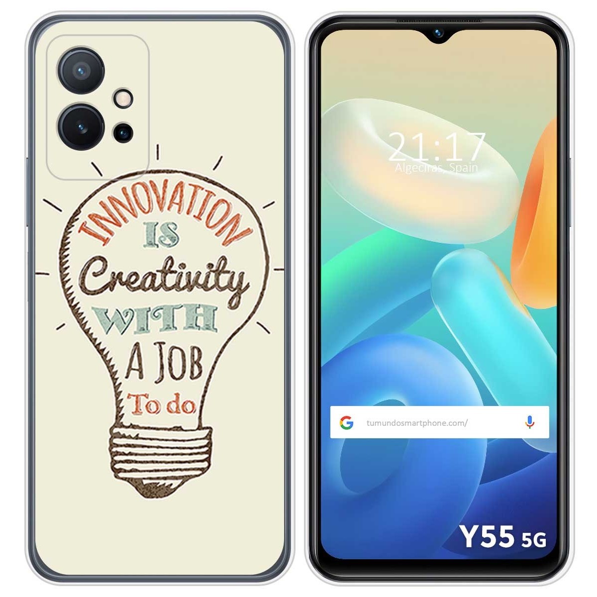 Funda Silicona para Vivo Y55 5G diseño Creativity Dibujos