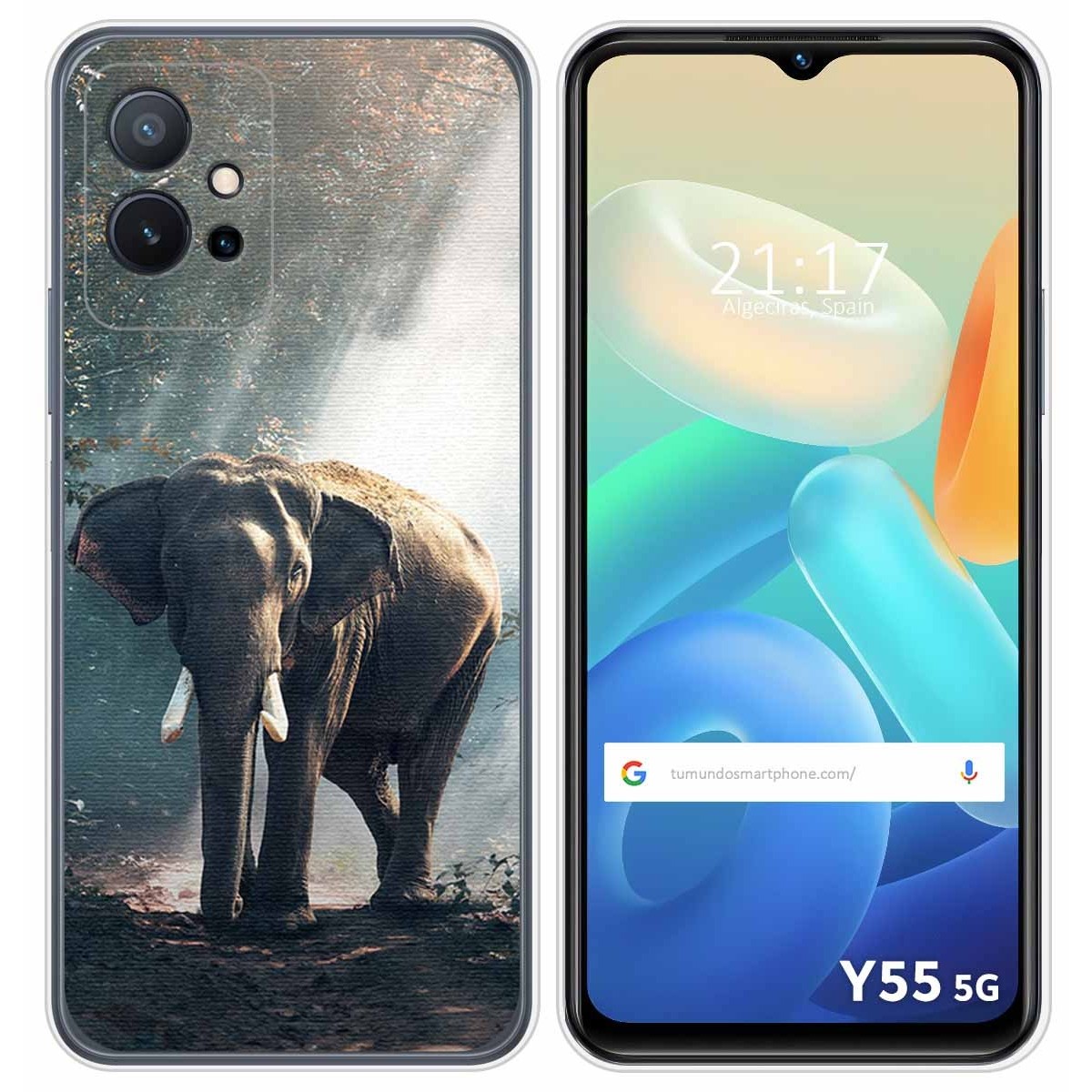 Funda Silicona para Vivo Y55 5G diseño Elefante Dibujos