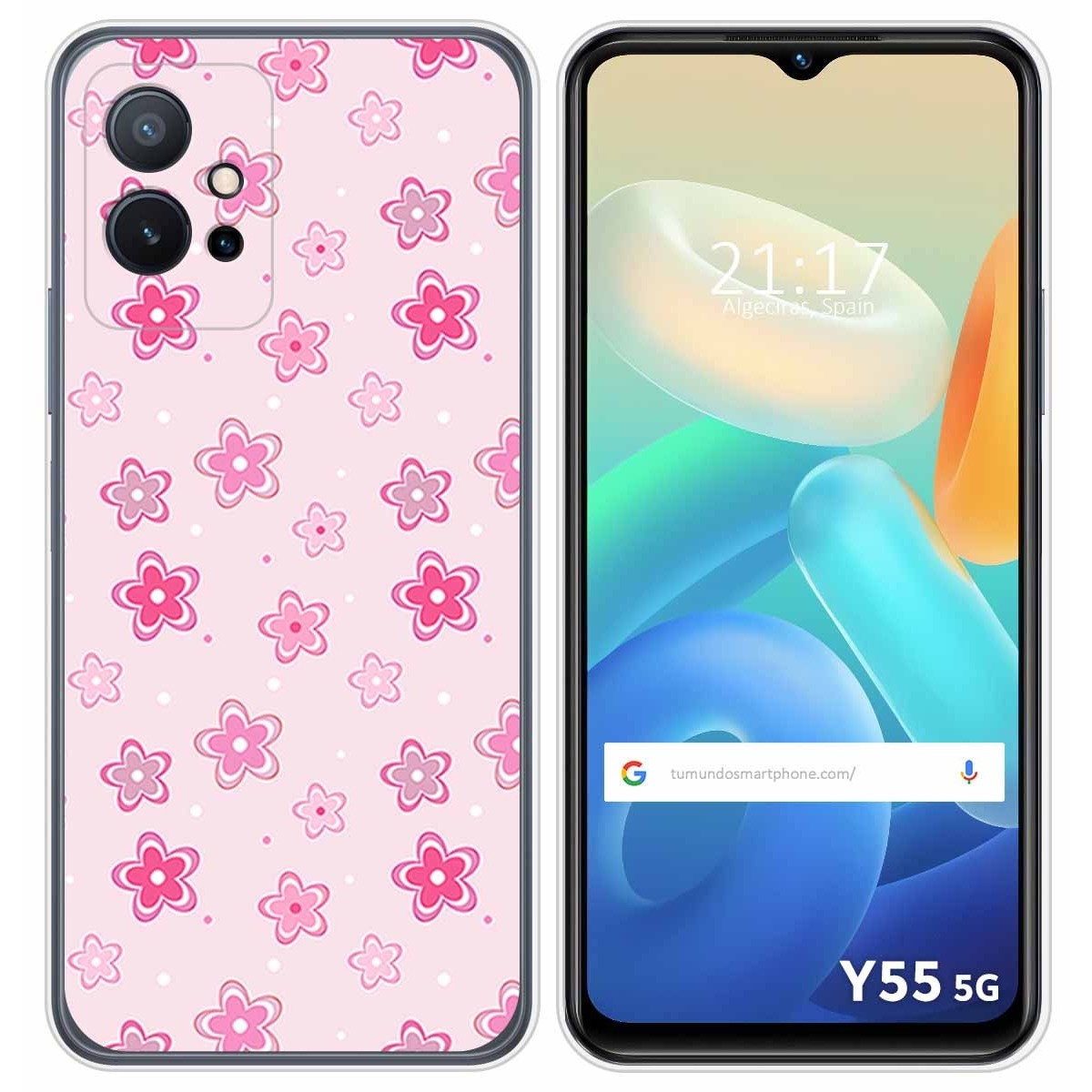 Funda Silicona para Vivo Y55 5G diseño Flores Dibujos