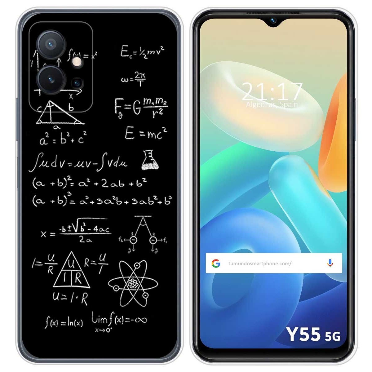 Funda Silicona para Vivo Y55 5G diseño Formulas Dibujos