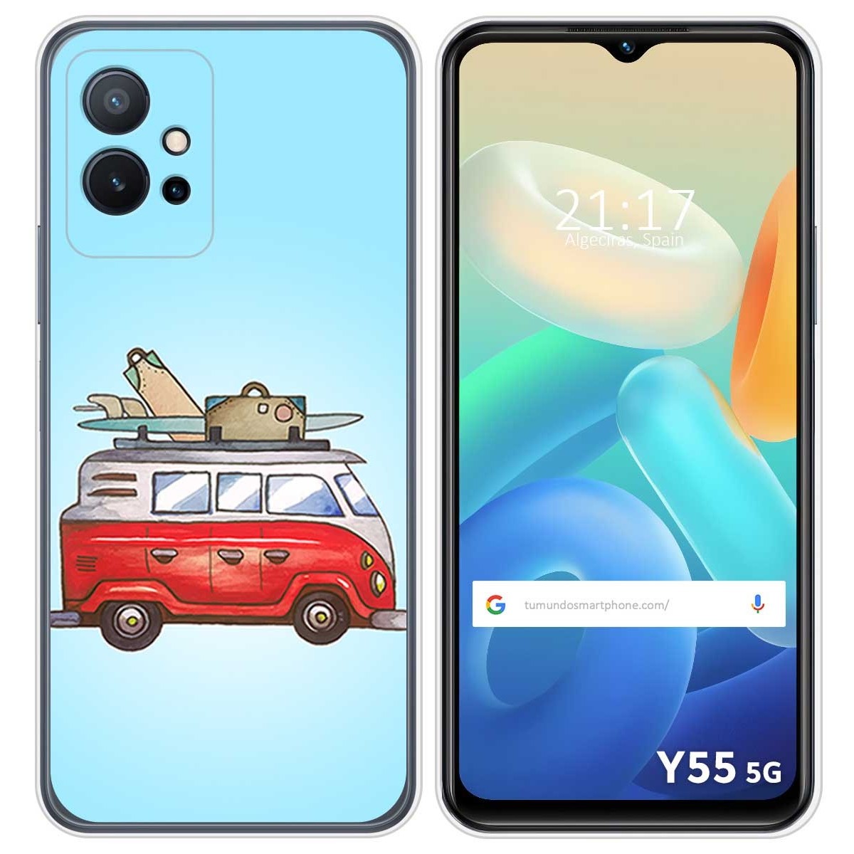 Funda Silicona para Vivo Y55 5G diseño Furgoneta Dibujos