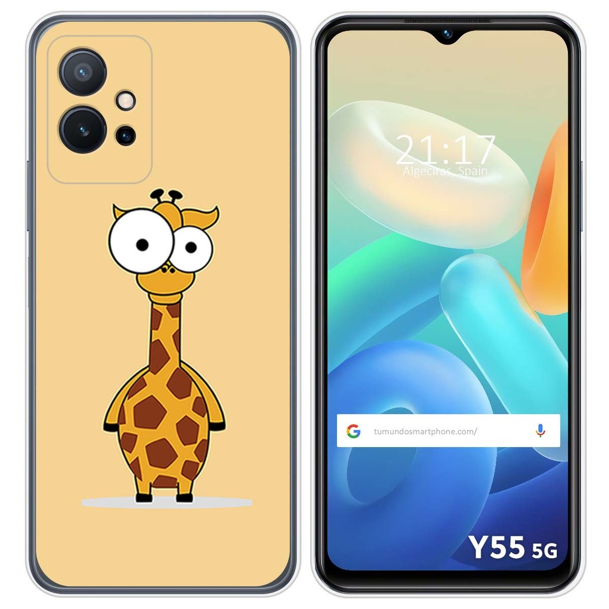 Funda Silicona para Vivo Y55 5G diseño Jirafa Dibujos
