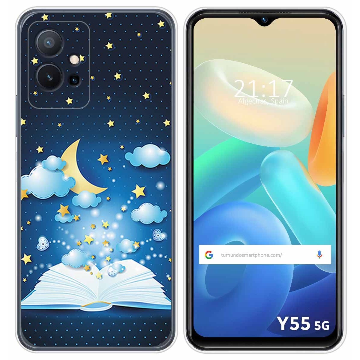 Funda Silicona para Vivo Y55 5G diseño Libro Cuentos Dibujos