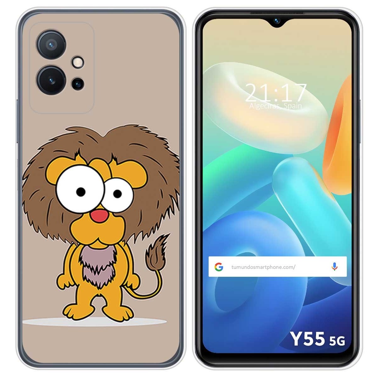 Funda Silicona para Vivo Y55 5G diseño Leon Dibujos