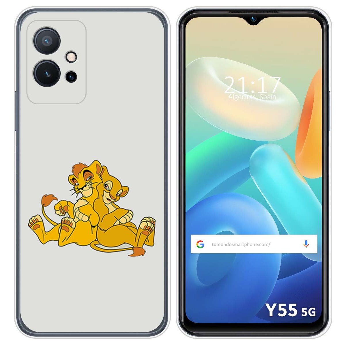 Funda Silicona para Vivo Y55 5G diseño Leones Dibujos