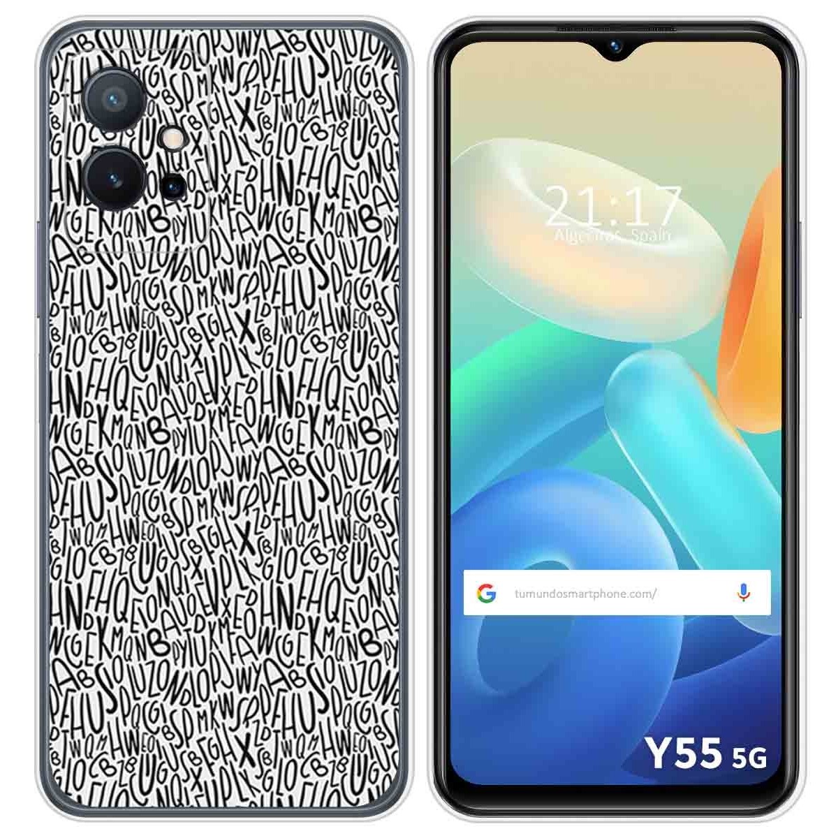 Funda Silicona para Vivo Y55 5G diseño Letras Dibujos