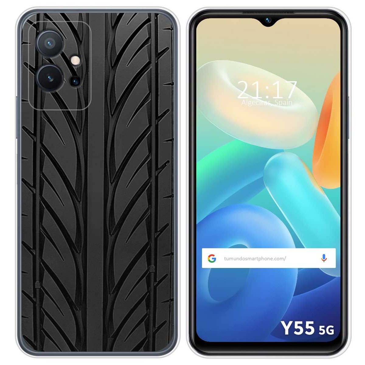 Funda Silicona para Vivo Y55 5G diseño Neumatico Dibujos