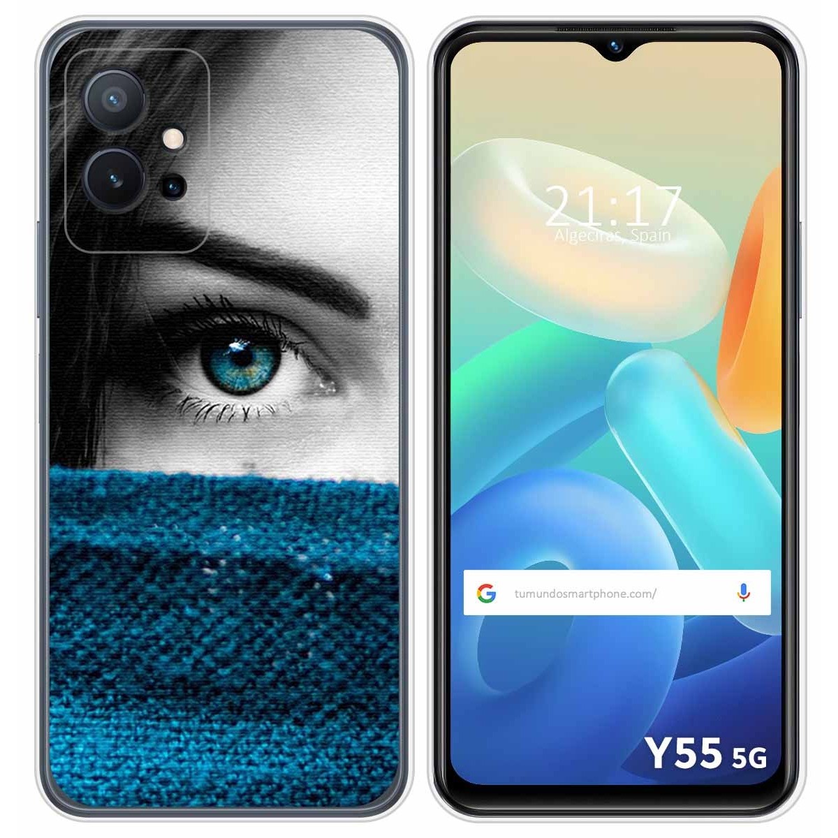 Funda Silicona para Vivo Y55 5G diseño Ojo Dibujos
