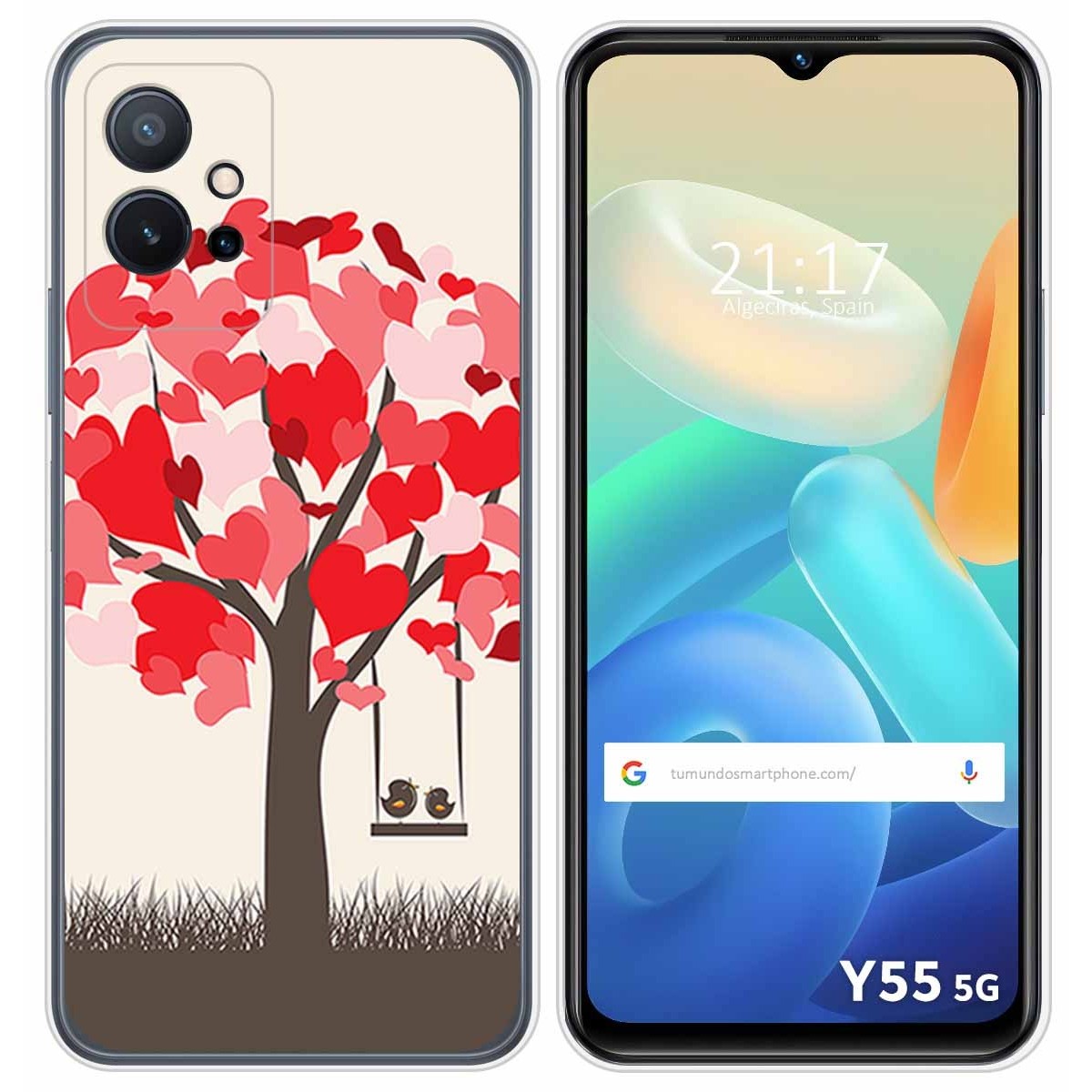 Funda Silicona para Vivo Y55 5G diseño Pajaritos Dibujos