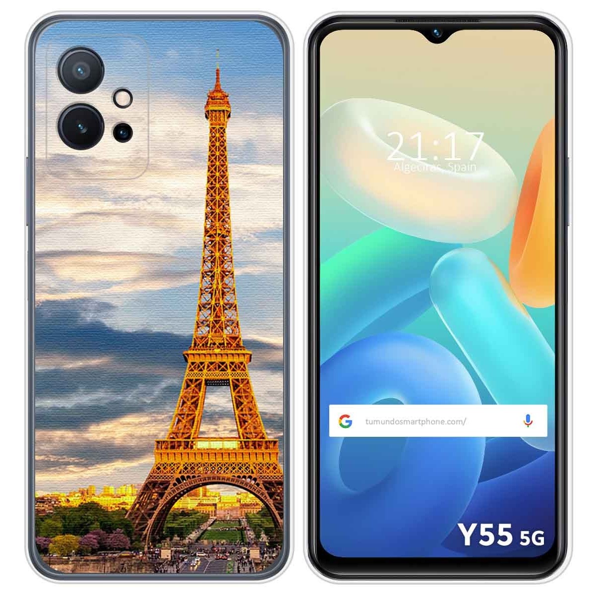 Funda Silicona para Vivo Y55 5G diseño Paris Dibujos