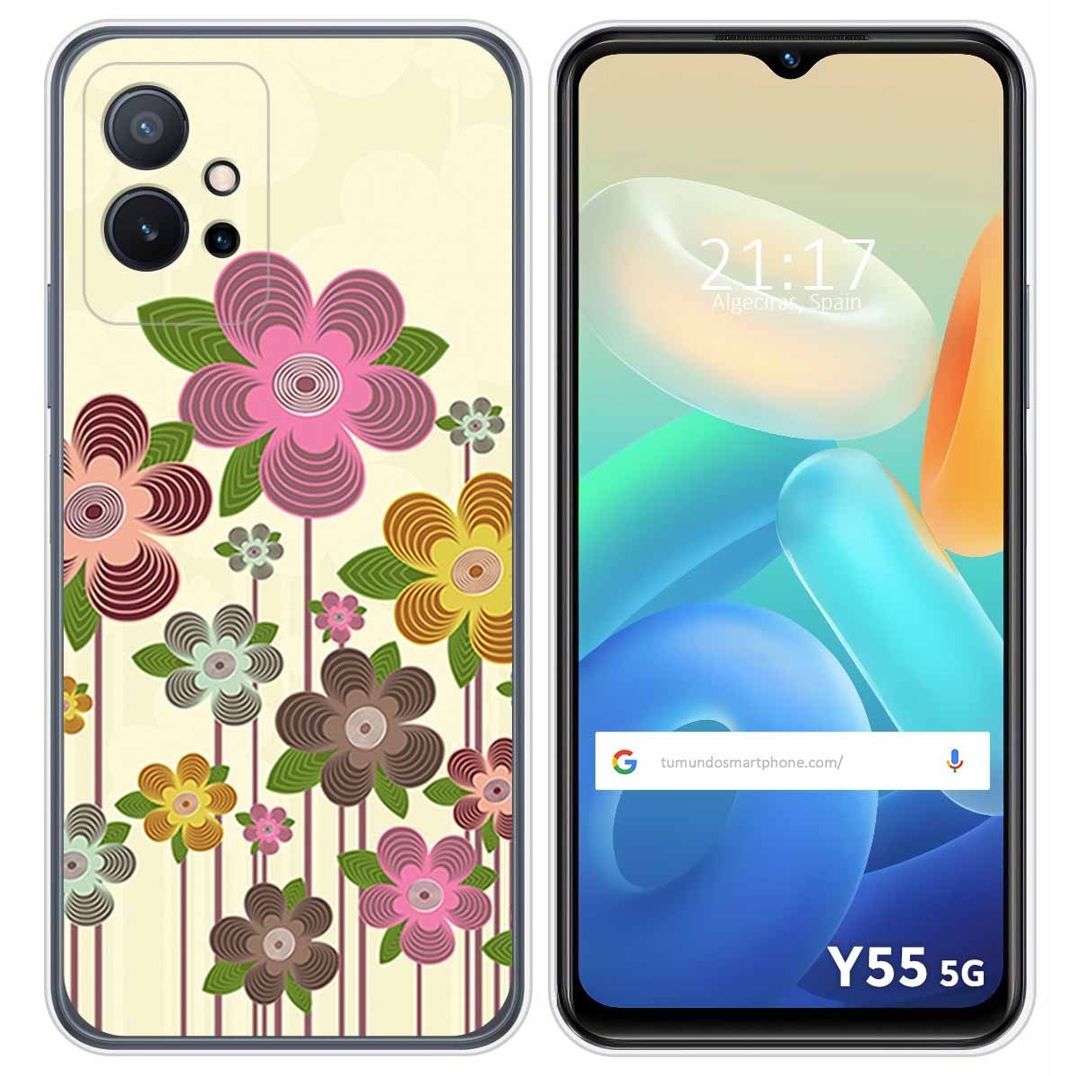 Funda Silicona para Vivo Y55 5G diseño Primavera En Flor Dibujos
