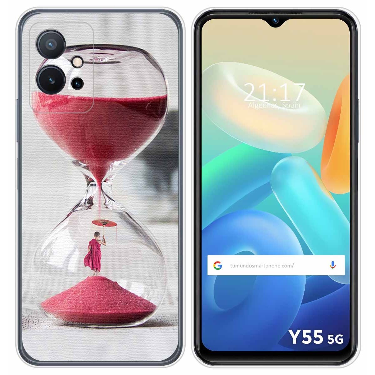 Funda Silicona para Vivo Y55 5G diseño Reloj Dibujos