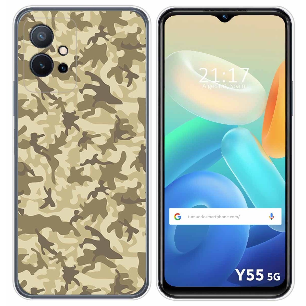Funda Silicona para Vivo Y55 5G diseño Sand Camuflaje Dibujos