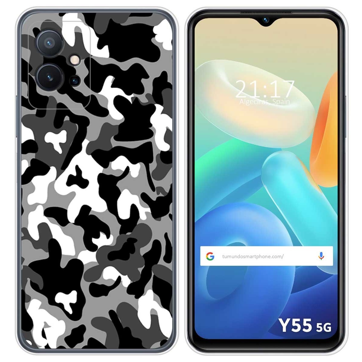 Funda Silicona para Vivo Y55 5G diseño Snow Camuflaje Dibujos