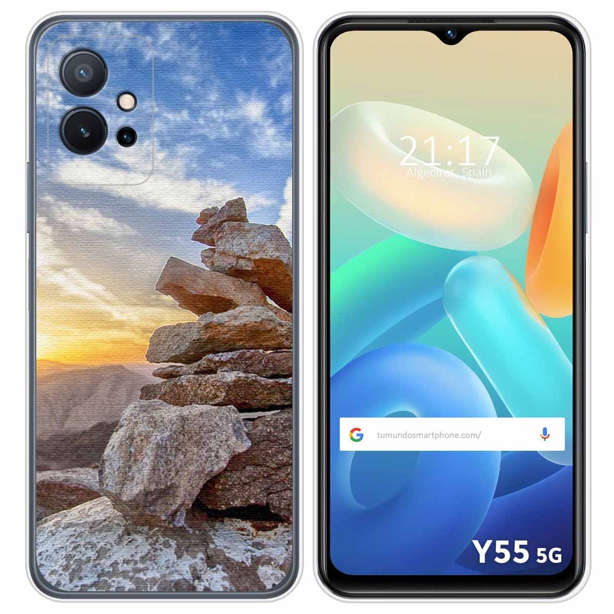 Funda Silicona para Vivo Y55 5G diseño Sunset Dibujos