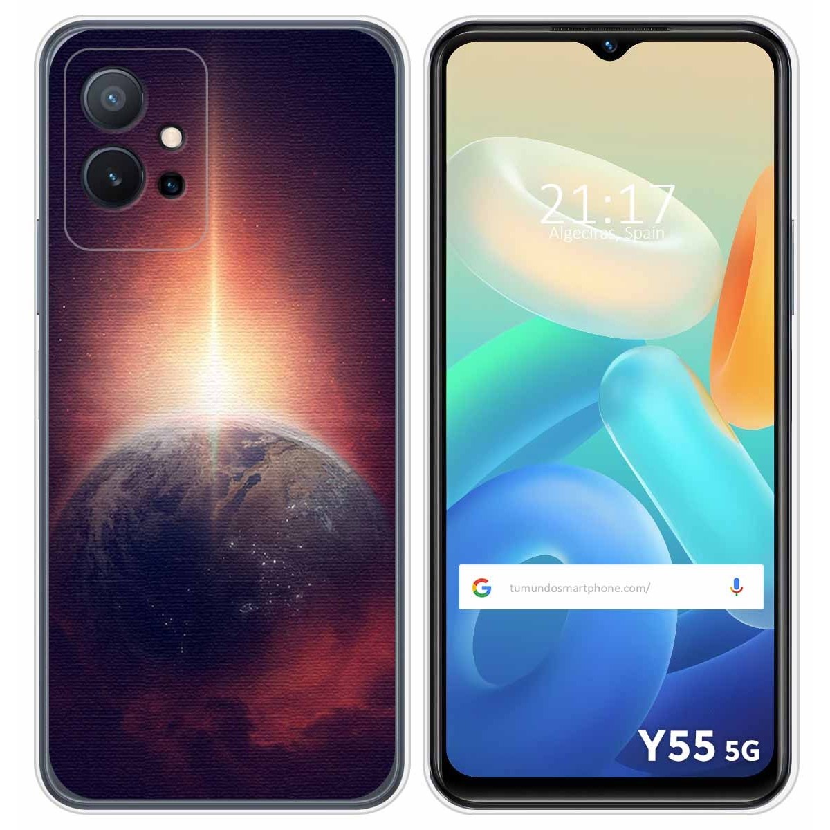 Funda Silicona para Vivo Y55 5G diseño Tierra Dibujos