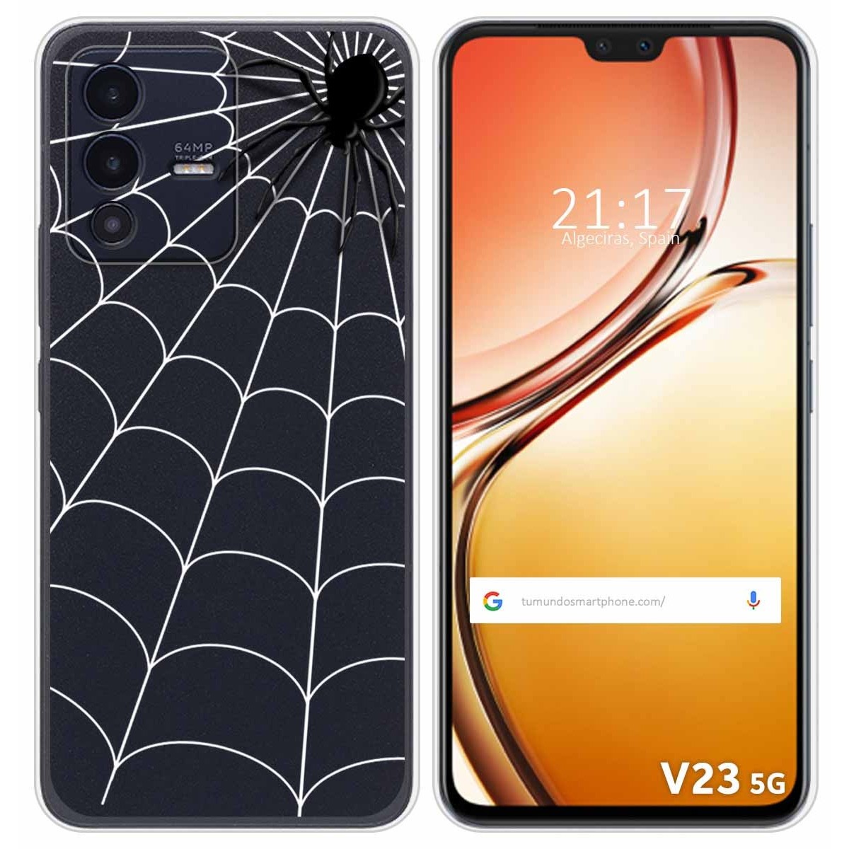 Funda Silicona Transparente para Vivo V23 5G diseño Araña Dibujos