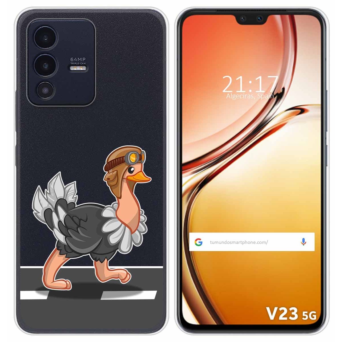 Funda Silicona Transparente para Vivo V23 5G diseño Avestruz Dibujos