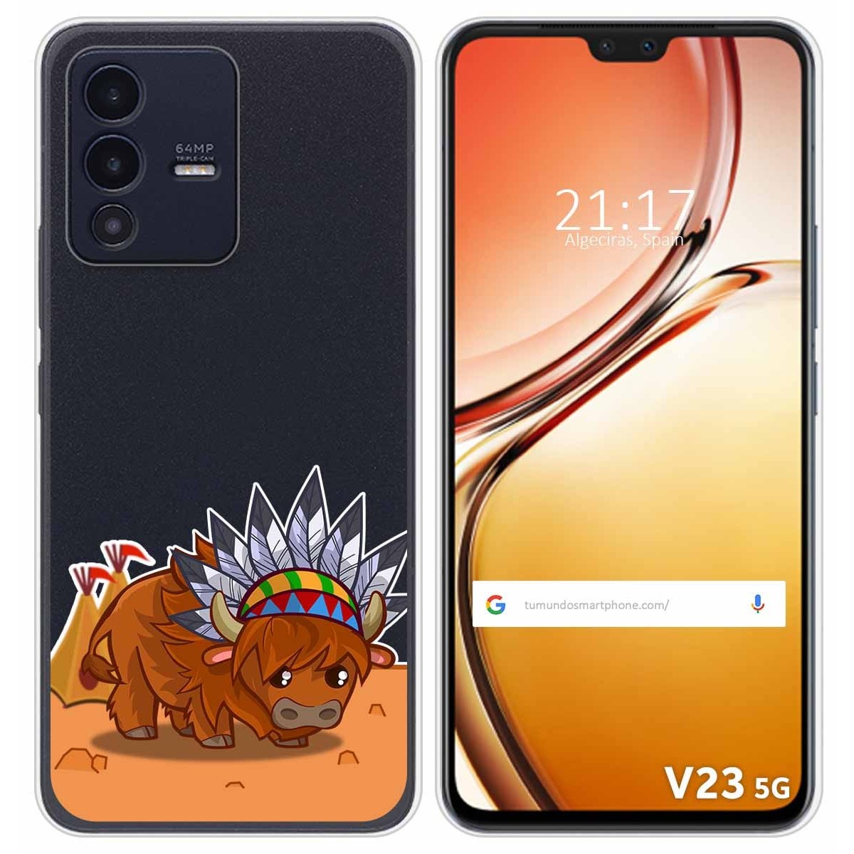Funda Silicona Transparente para Vivo V23 5G diseño Bufalo Dibujos