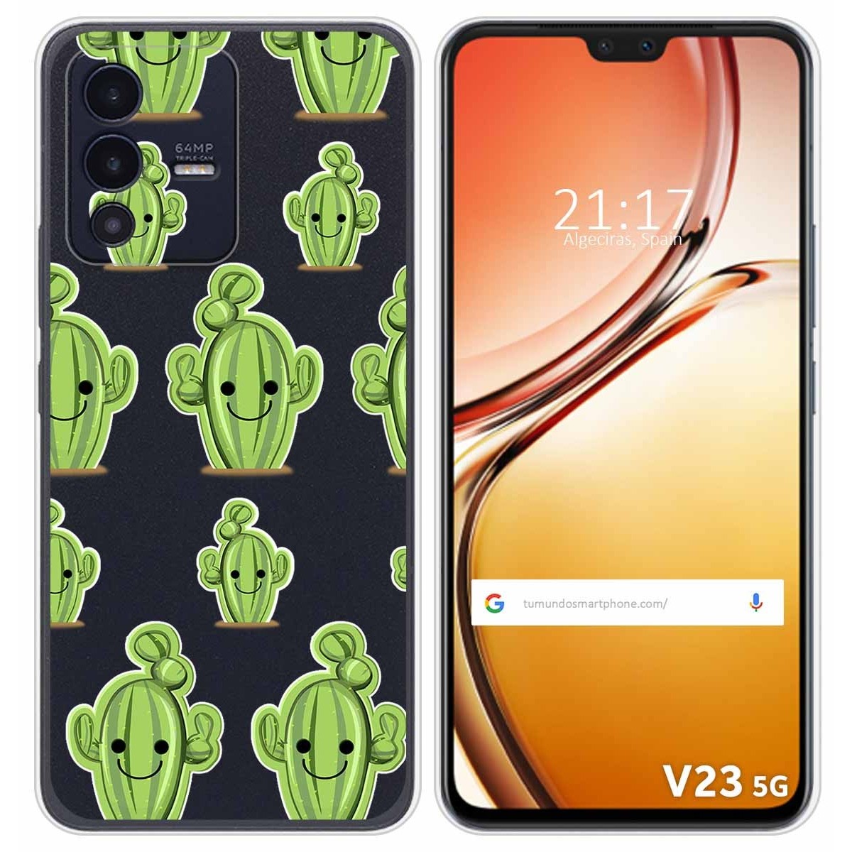 Funda Silicona Transparente para Vivo V23 5G diseño Cactus Dibujos