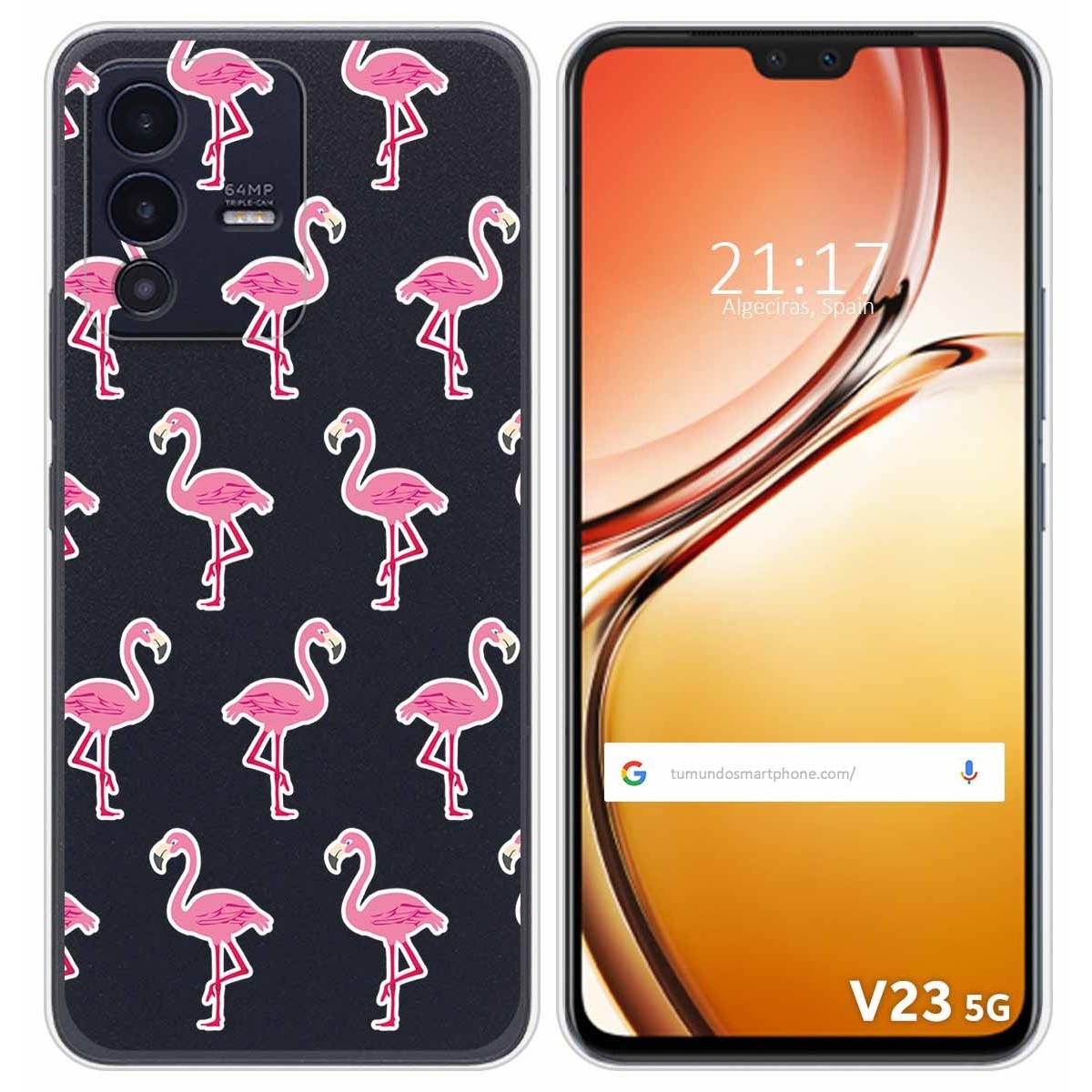 Funda Silicona Transparente para Vivo V23 5G diseño Flamenco Dibujos