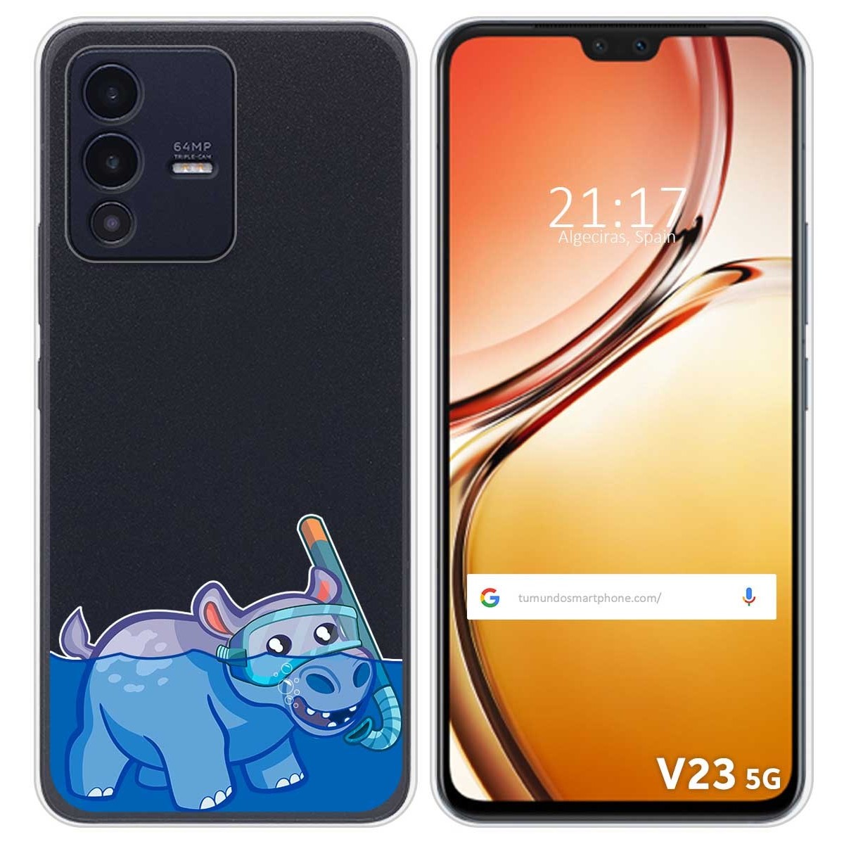 Funda Silicona Transparente para Vivo V23 5G diseño Hipo Dibujos