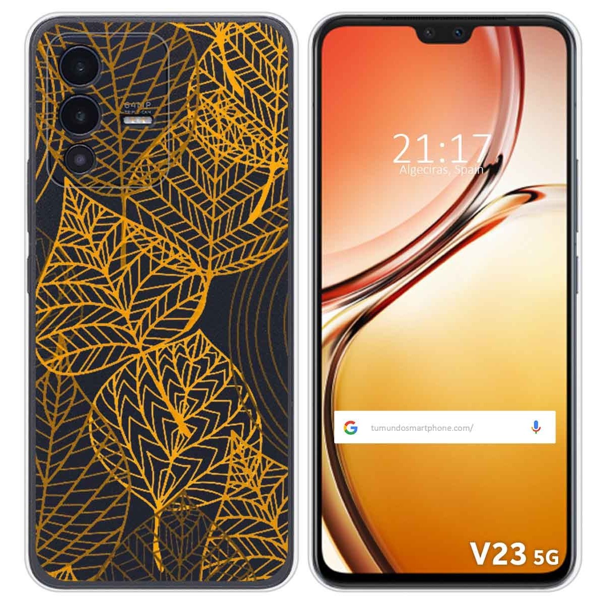 Funda Silicona Transparente para Vivo V23 5G diseño Hojas Dibujos