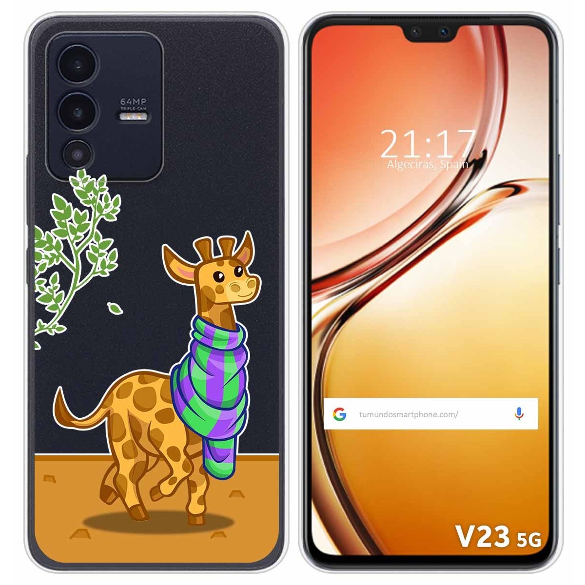 Funda Silicona Transparente para Vivo V23 5G diseño Jirafa Dibujos