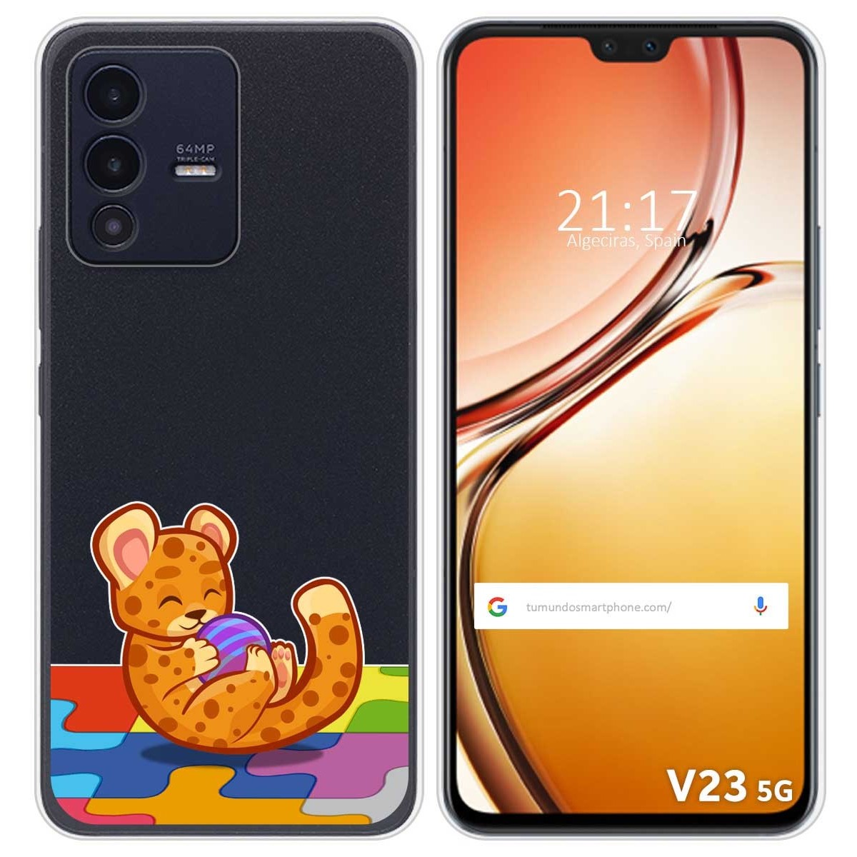 Funda Silicona Transparente para Vivo V23 5G diseño Leopardo Dibujos
