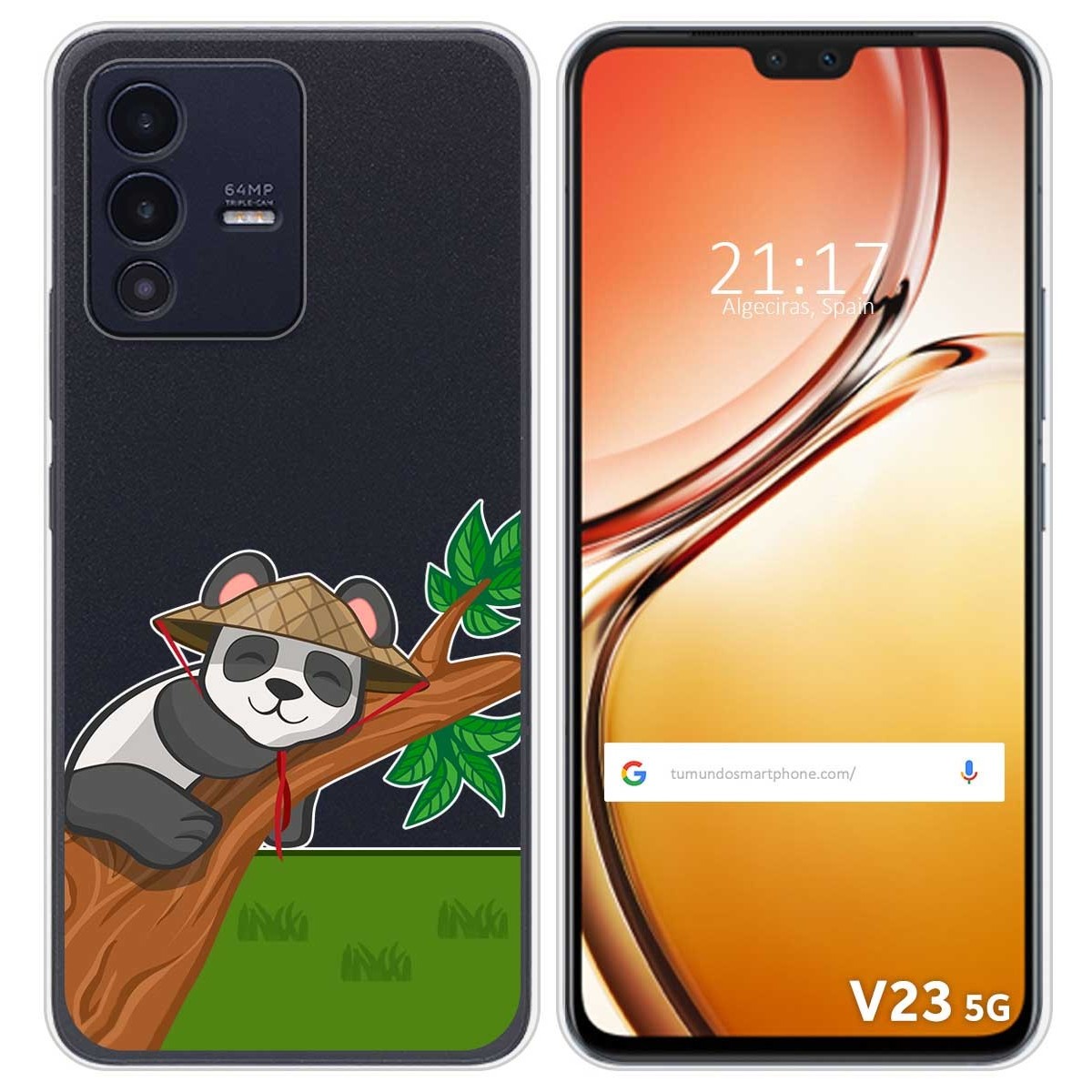 Funda Silicona Transparente para Vivo V23 5G diseño Panda Dibujos
