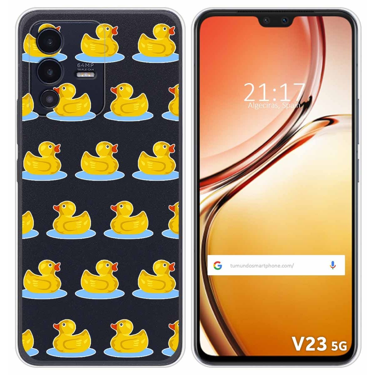 Funda Silicona Transparente para Vivo V23 5G diseño Pato Dibujos