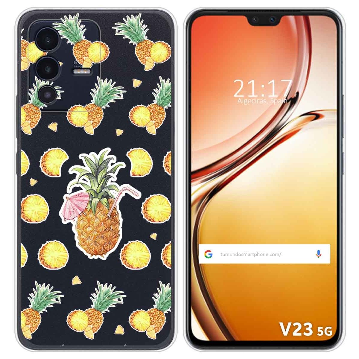 Funda Silicona Transparente para Vivo V23 5G diseño Piña Dibujos
