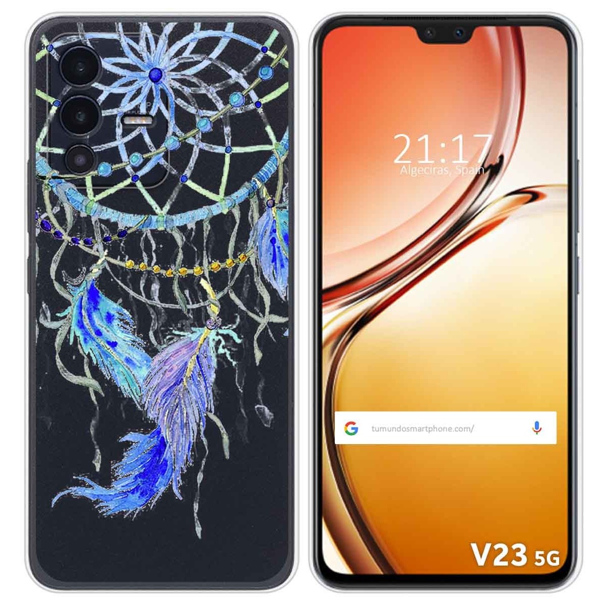 Funda Silicona Transparente para Vivo V23 5G diseño Plumas Dibujos