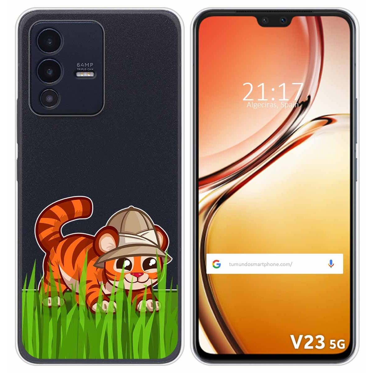 Funda Silicona Transparente para Vivo V23 5G diseño Tigre Dibujos