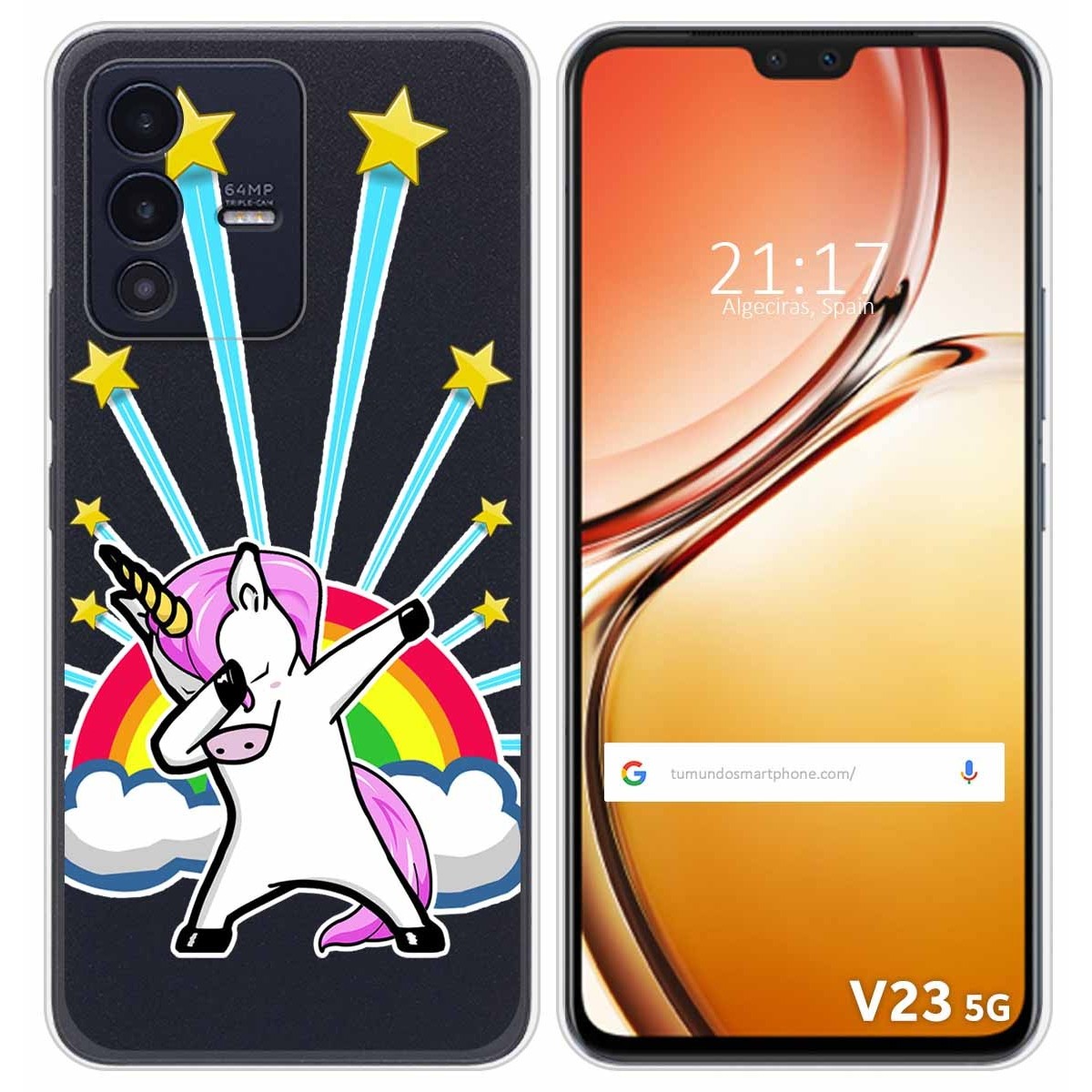Funda Silicona Transparente para Vivo V23 5G diseño Unicornio Dibujos
