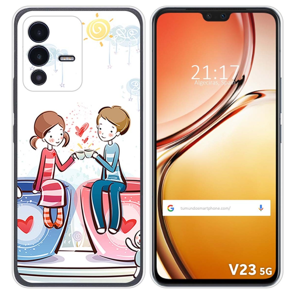 Funda Silicona para Vivo V23 5G diseño Café Dibujos