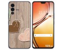 Funda Silicona para Vivo V23 5G diseño Corazones Madera Dibujos