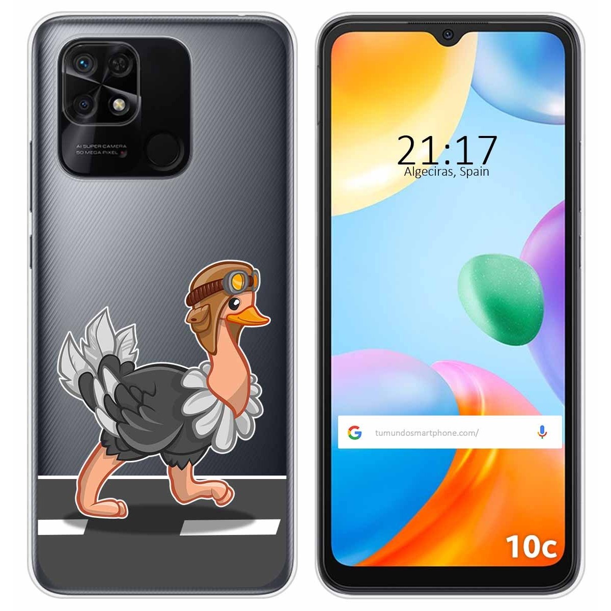 Funda Silicona Transparente para Xiaomi Redmi 10C diseño Avestruz Dibujos
