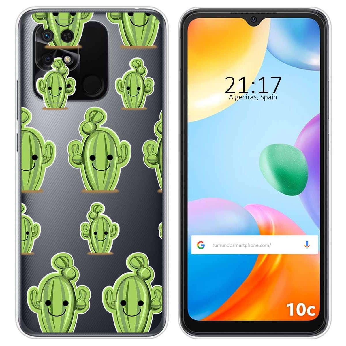 Funda Silicona Transparente para Xiaomi Redmi 10C diseño Cactus Dibujos